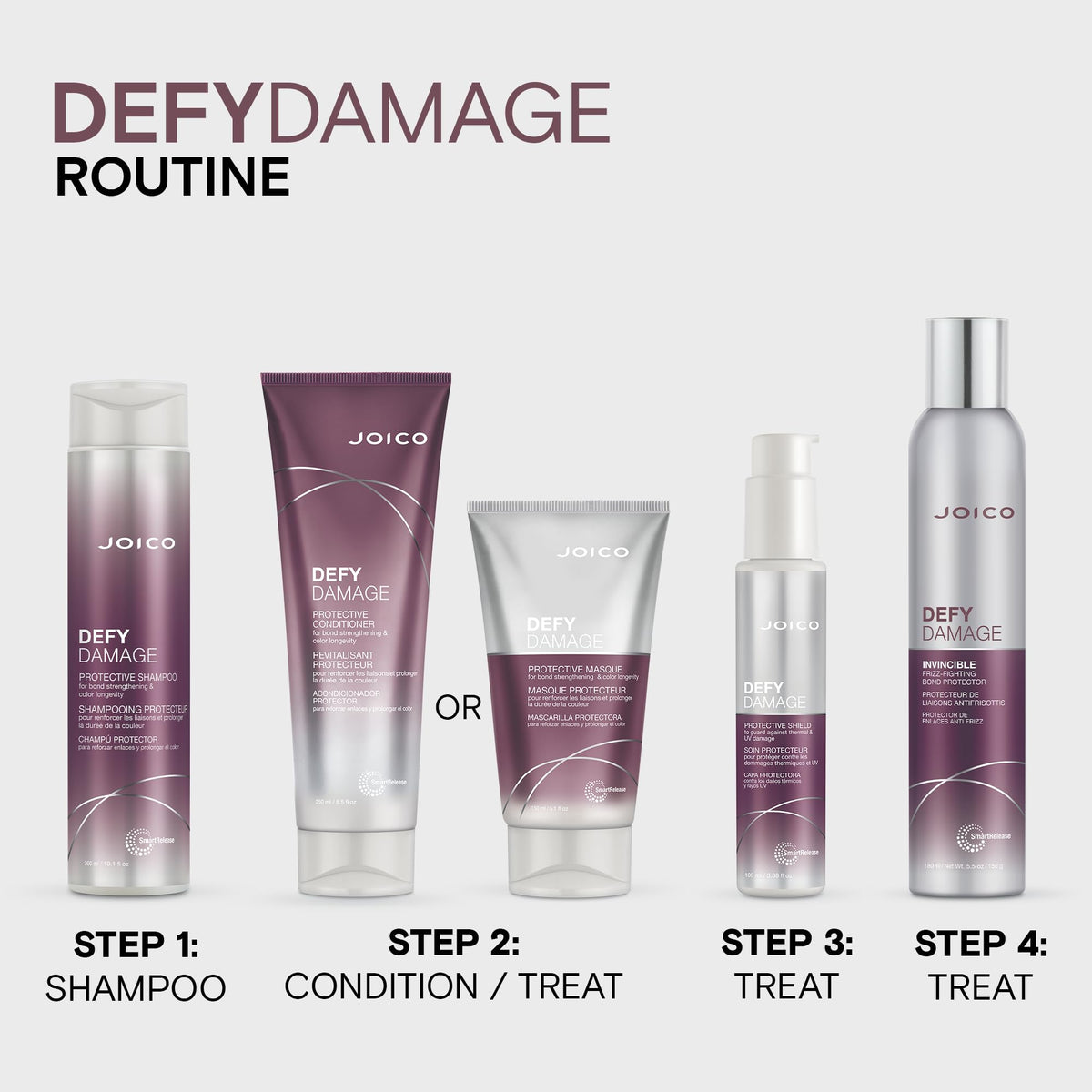 Joico masque on a bathroom shelf in a styled setting for healthier-looking hair