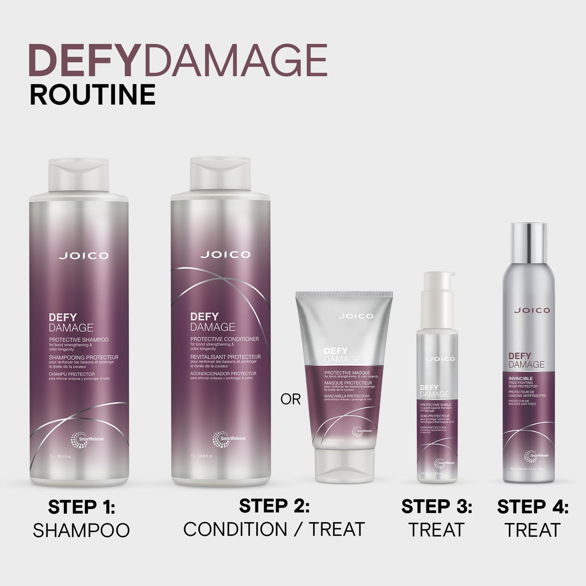 Joico applied to wet hair displaying glossy shine and manageability