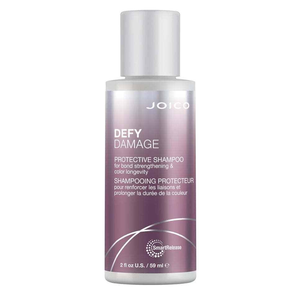 Joico Defy Damage shampoo front packaging showing brand and 2 oz size for travel convenience