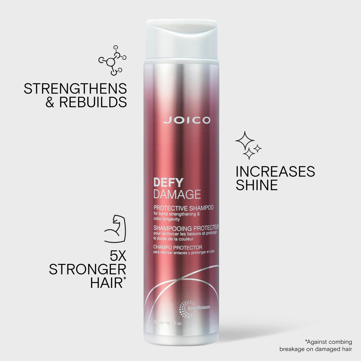 Close-up of Joico shampoo texture on hand, showing smooth consistency and slip
