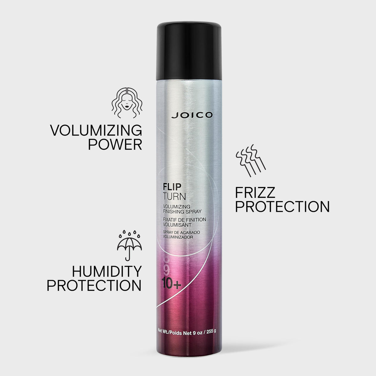 Joico spraying product onto roots for instant volume