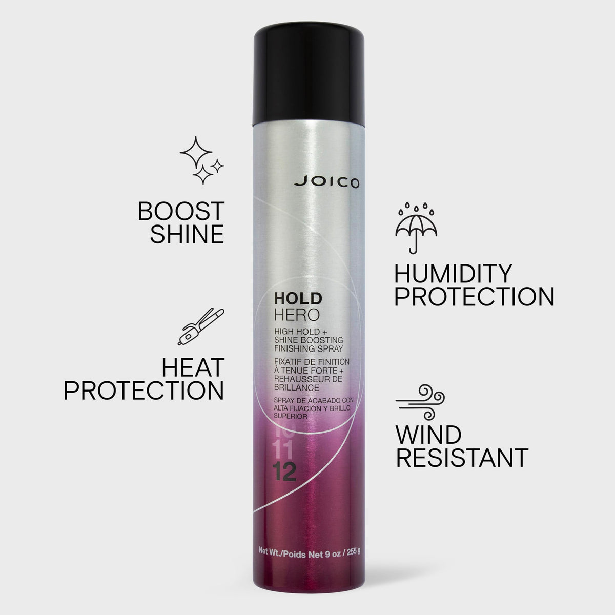 Joico Hold Hero spray mist in use securing an updo for long-lasting hold