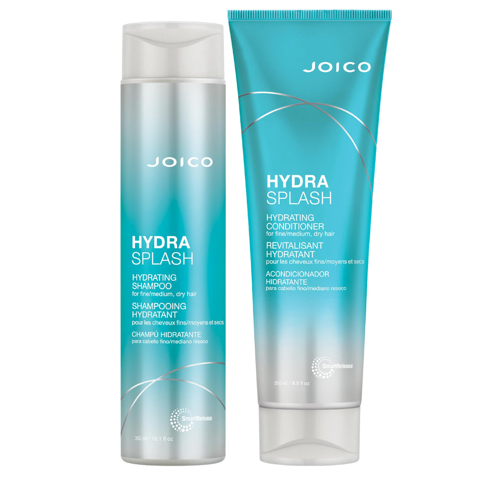 Joico front packaging showing shampoo and conditioner, clear hydration benefit