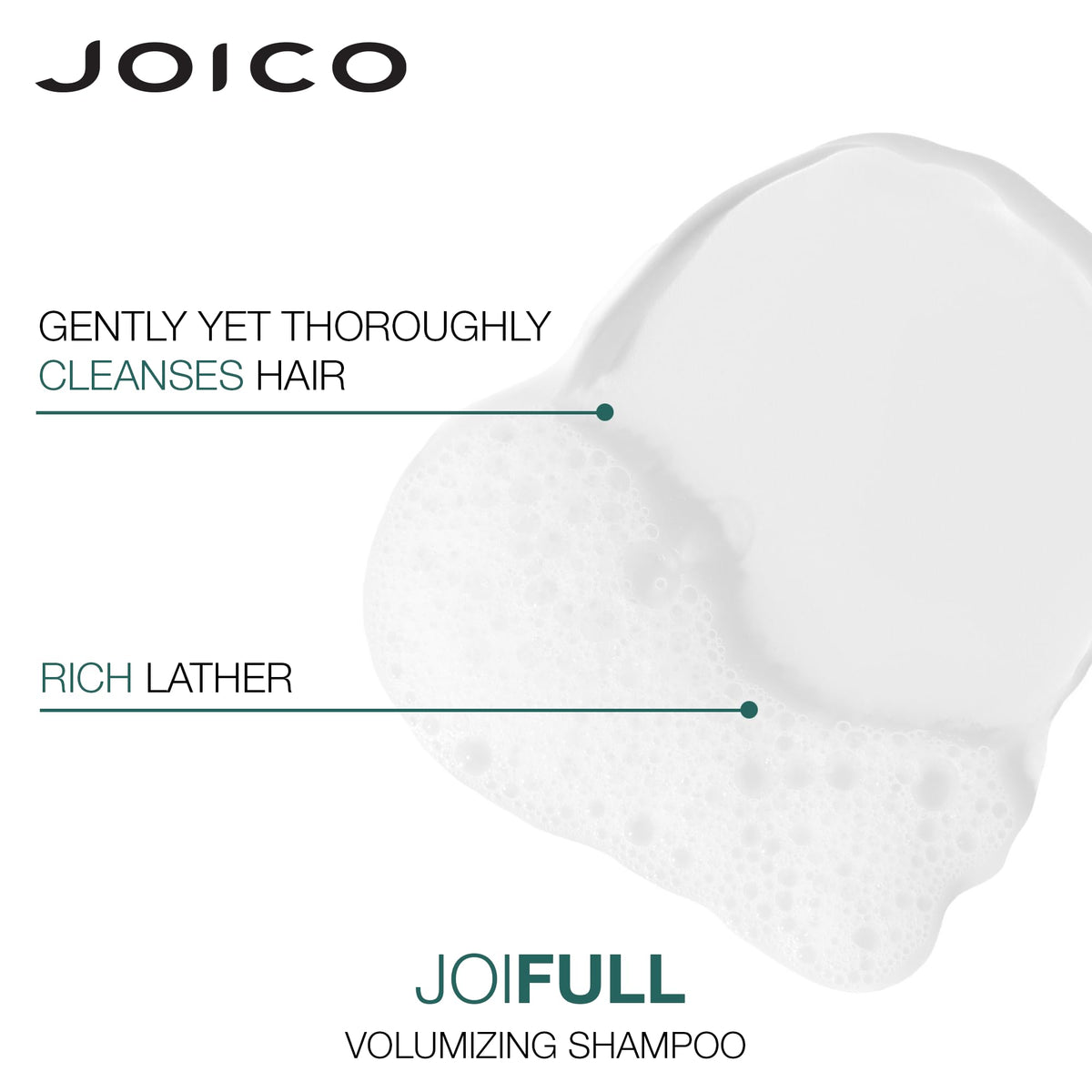 Joico JoiFULL bottles in hand for size and scale reference
