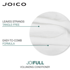 Close-up of Joico JoiFULL label highlighting volumizing feature and clarity