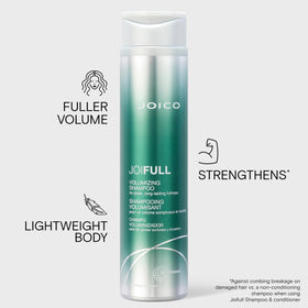 Joico JoiFULL pump and label detail highlighting product information and ease of use