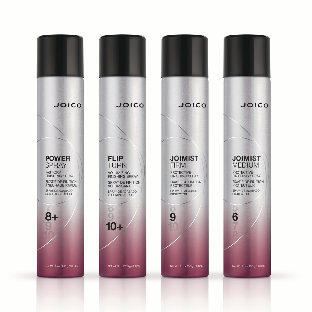 Joico JoiMist Firm next to common items illustrating 300mL size and travel convenience