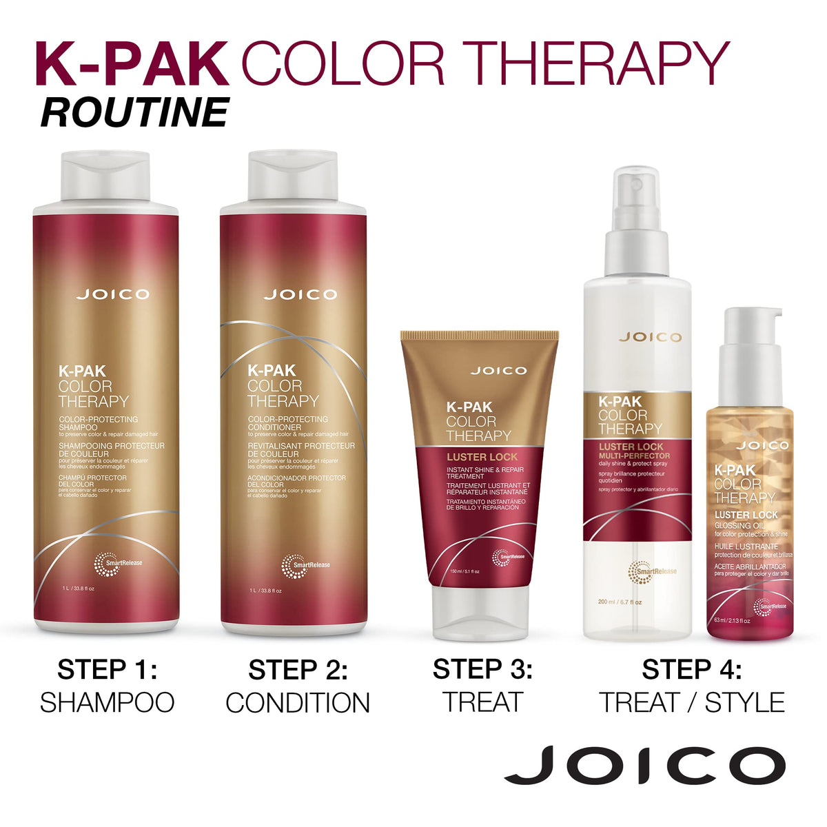 Joico K-PAK styled hair after use showing reduced frizz and glossy finish