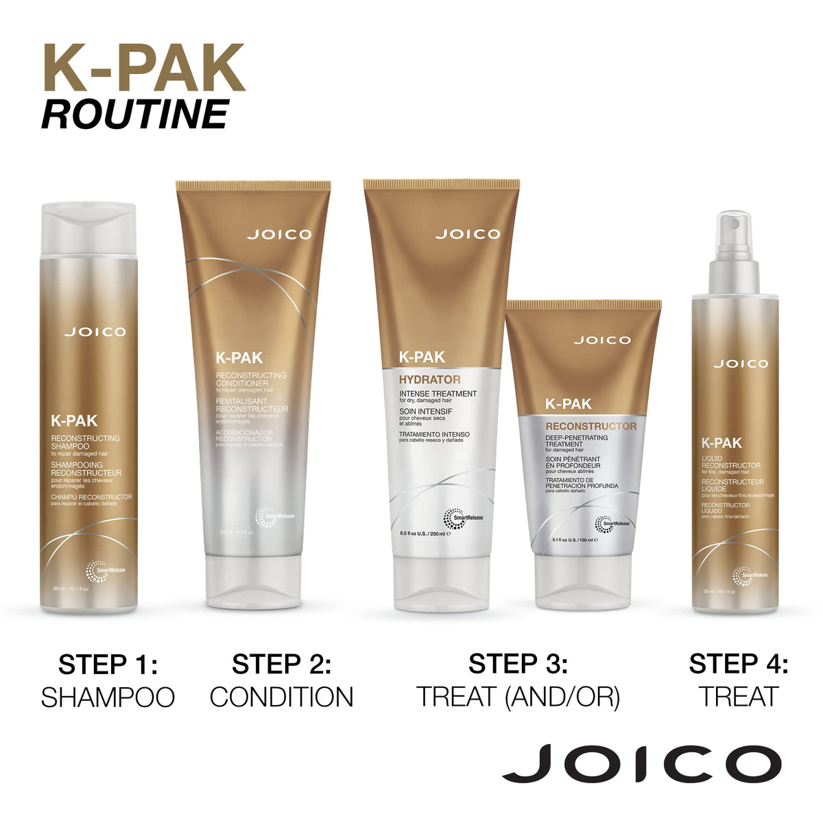 Joico set on bathroom shelf lifestyle scene conveying daily use