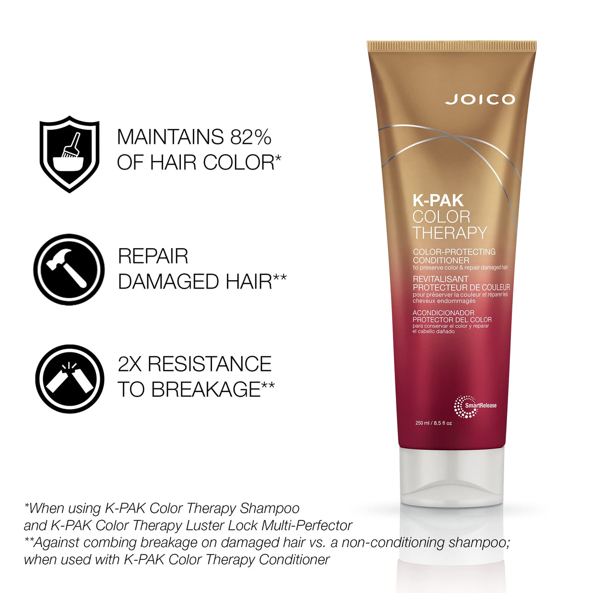 Joico bottle label detail highlighting product name and usage benefits