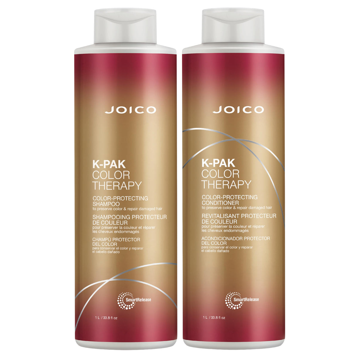Joico K-PAK duo front packaging showing both bottles and color-protecting benefit