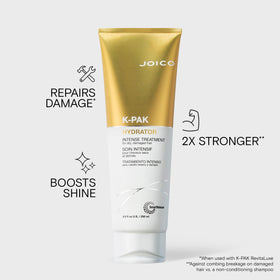Joico K-PAK Hydrator ingredient label detail highlighting keratin and evening primrose benefits