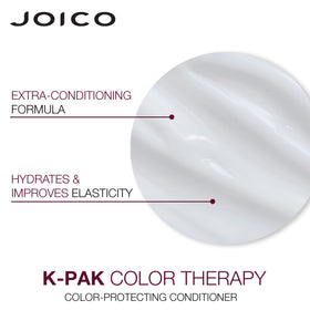 Joico K-PAK duo staged in bathroom suggesting daily color-care routine