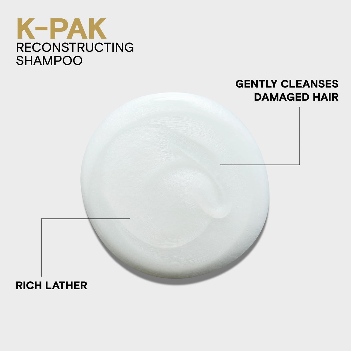 Joico K-PAK shampoo lathering in shower illustrating gentle cleansing and reduced breakage