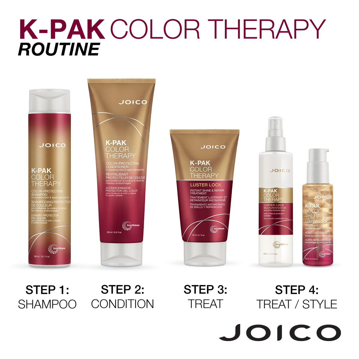 Joico bottles in hand showing 10.1 oz scale and travel-friendly size