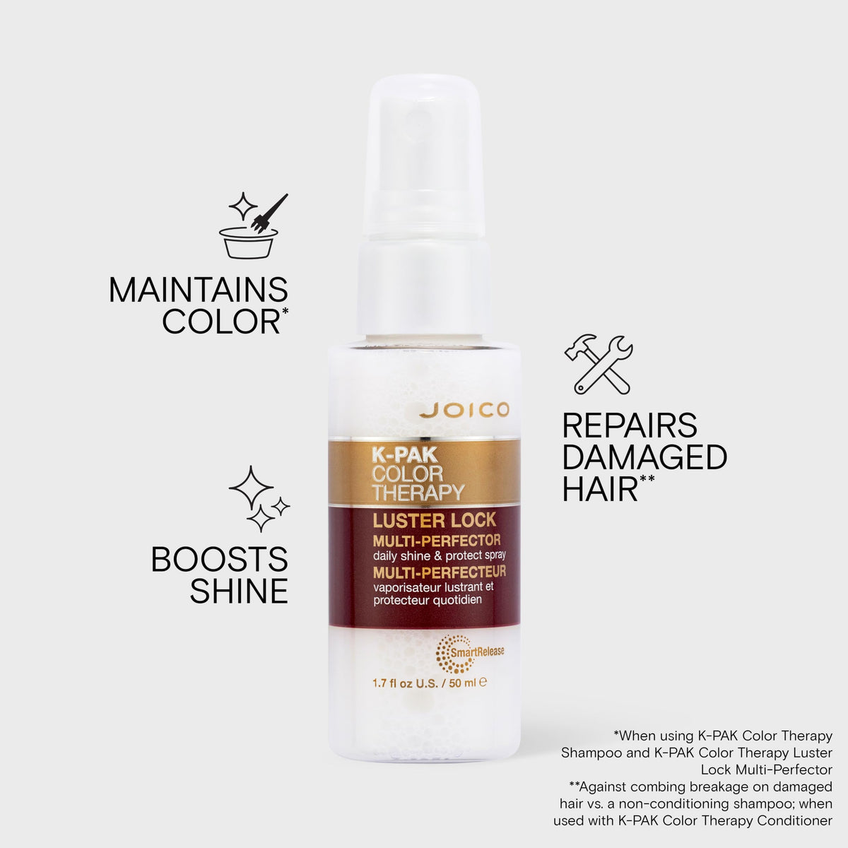 Joico product texture on hand illustrating lightweight silky finish