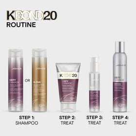 Joico KBOND20 on bathroom shelf in routine setting promoting salon results at home