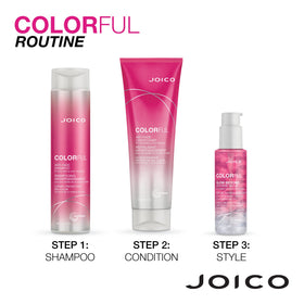 Joico duo on bathroom shelf lifestyle shot promoting everyday color care