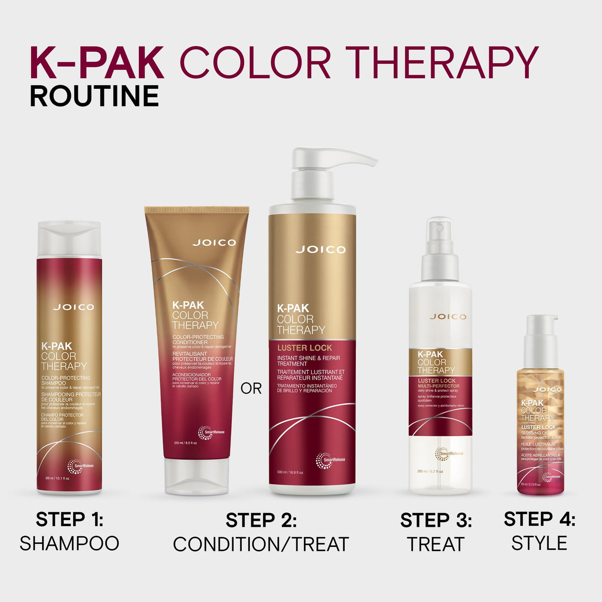 Joico Luster Lock after-use glossy hair in lifestyle scene showing radiant shine