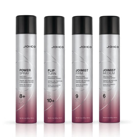 Joico product label detail showing features like UV and thermal protection