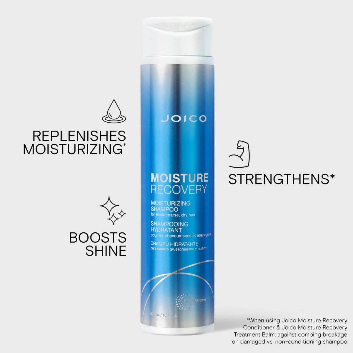 Joico shampoo lather on wet hair, demonstrates gentle cleansing and moisture