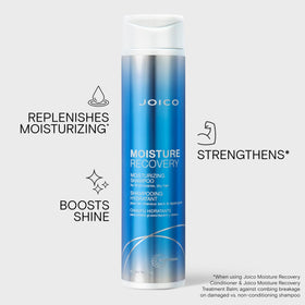 Joico shampoo lather on wet hair, demonstrates gentle cleansing and moisture
