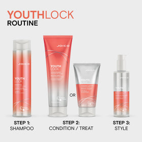 Joico product on bathroom vanity styled for daily routine benefit