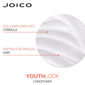 Joico YouthLock twin bottles beside a tape measure showing 10.1 fl oz scale