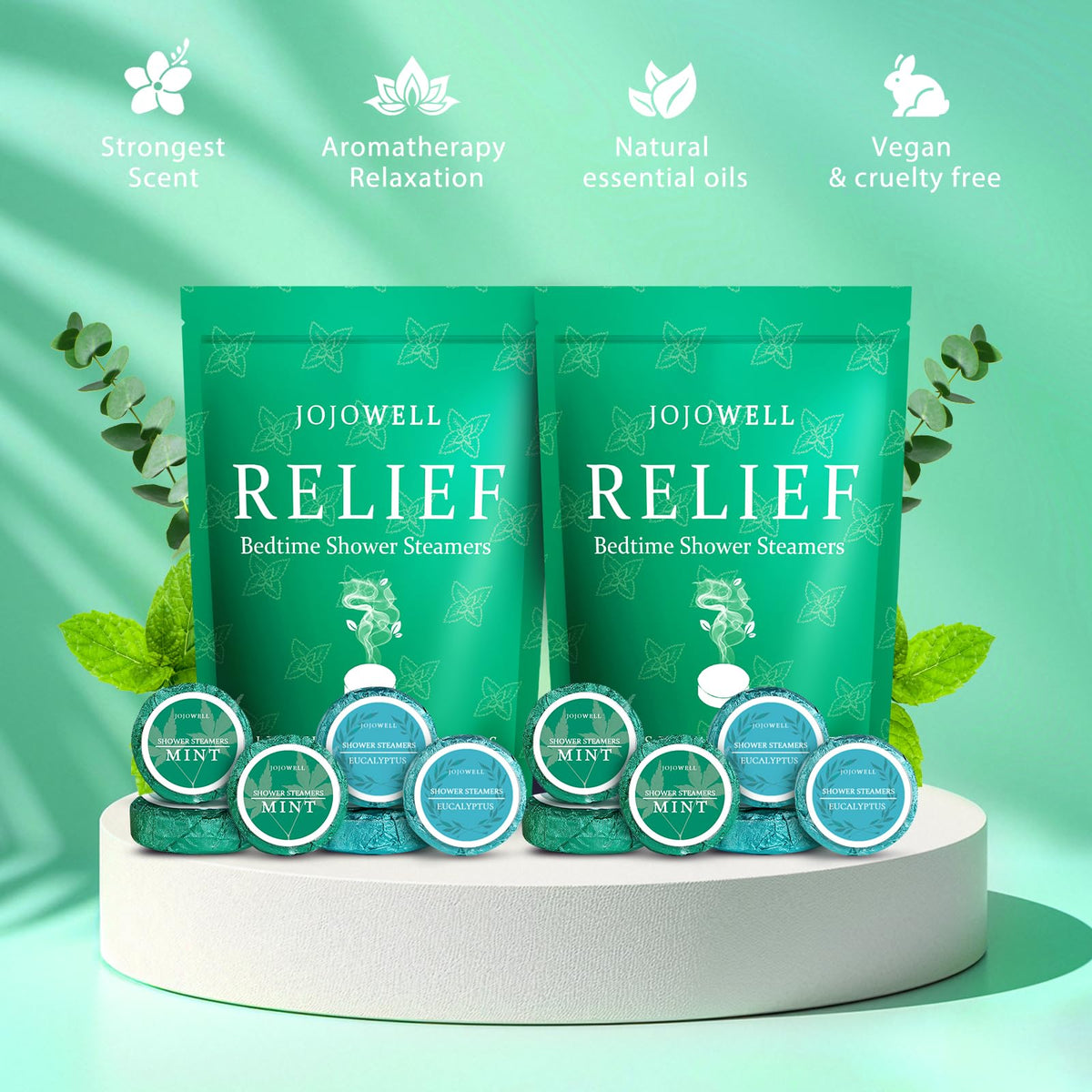 JoJowell close-up of tablet texture, highlights concentrated essential oils
