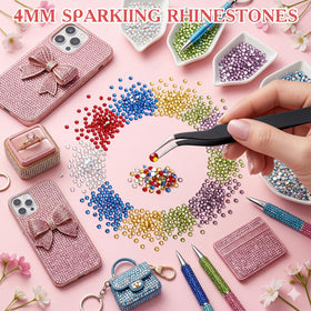 JOKERKING 4mm rhinestones applied on nail art demonstrating secure adhesion and decorative effect