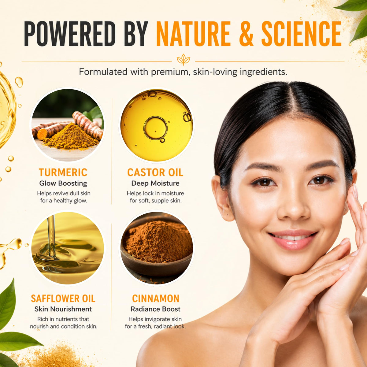 Joli Noir flatlay of raw honey and turmeric highlighting natural brightening ingredients