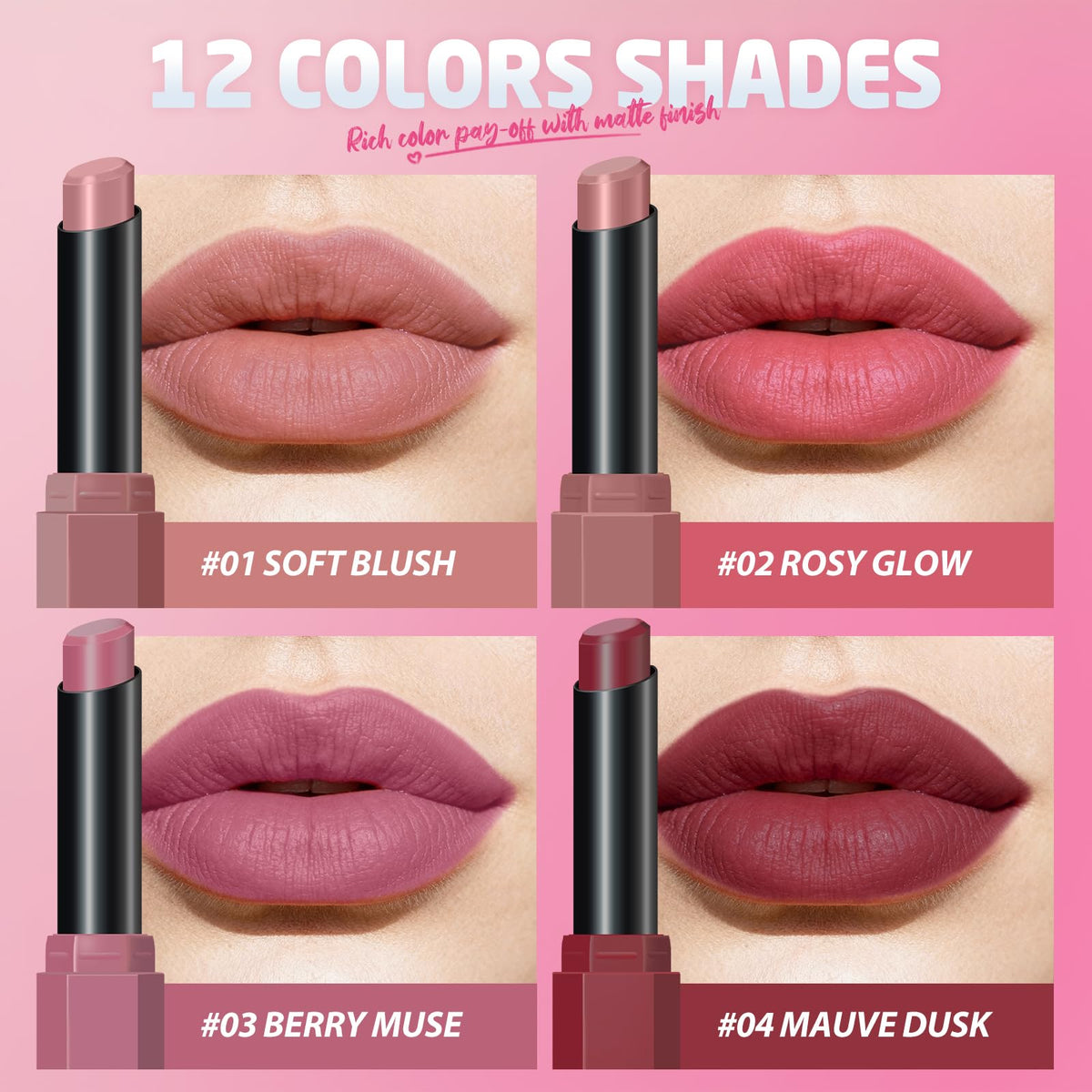 Jolilab applied on model lips showcasing comfortable matte wear benefit