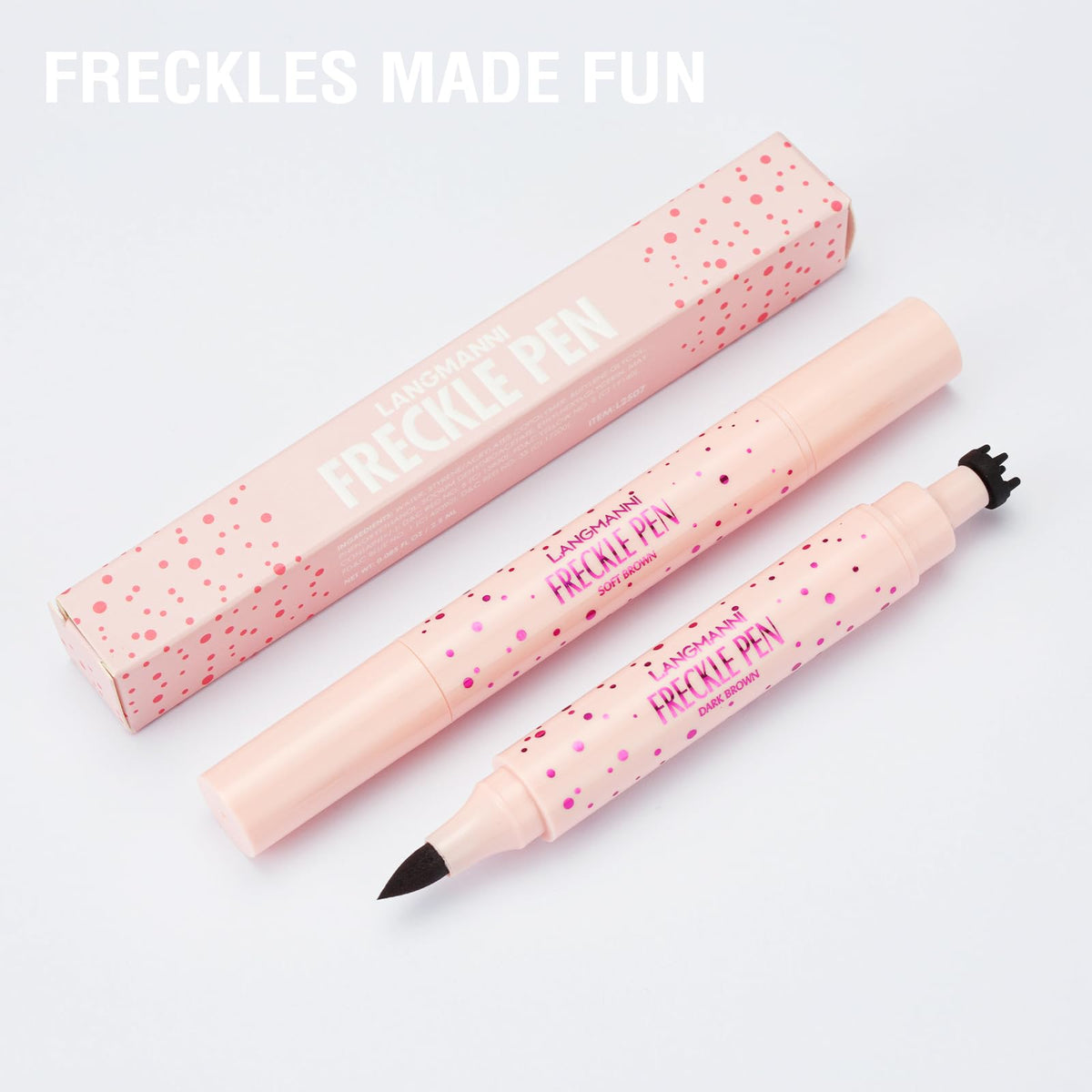Jolilab freckle pen application on skin showing realistic freckles and precise strokes