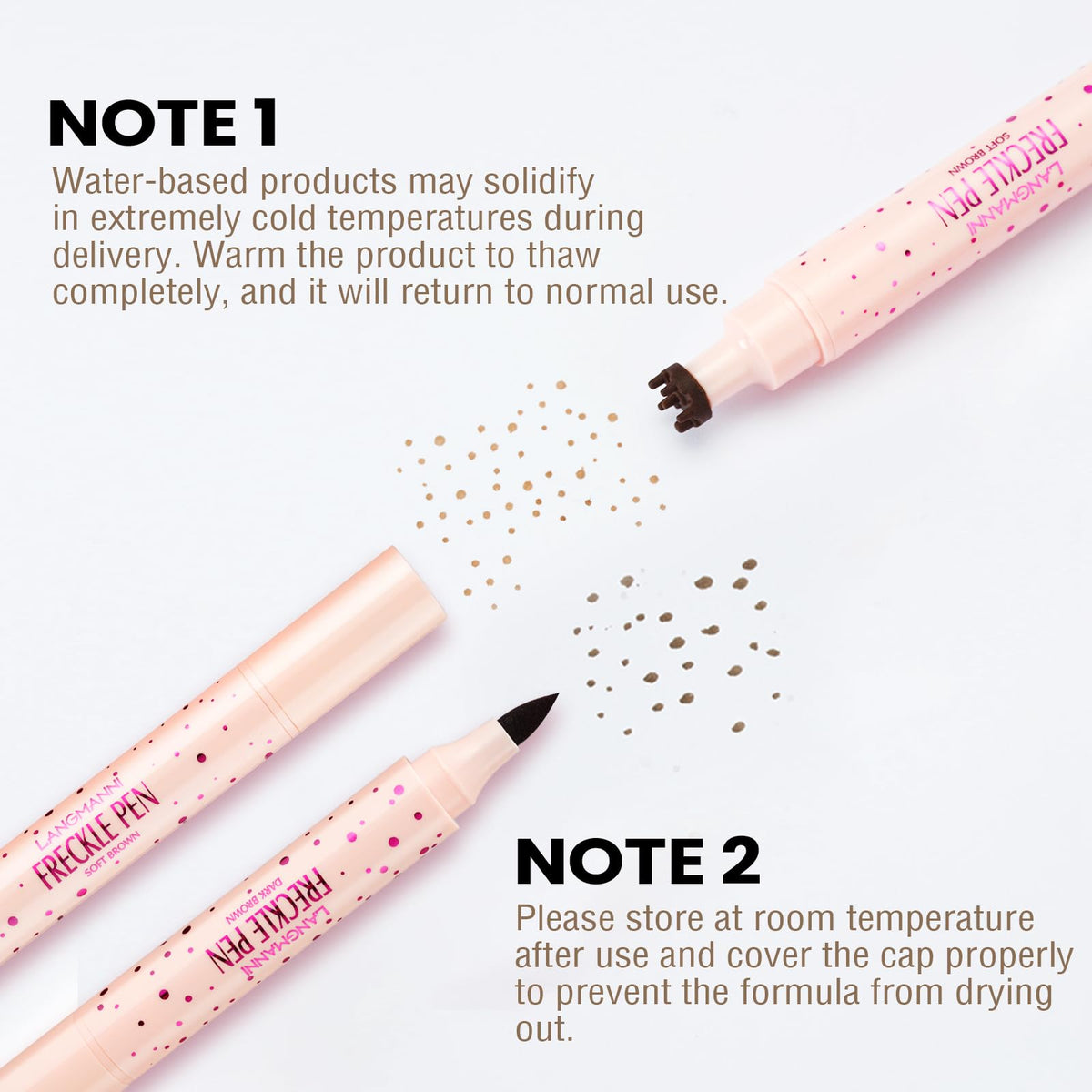 Jolilab freckle pen dual-ended detail highlighting silicone stamp and nylon tip for convenience