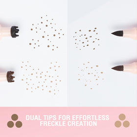 Jolilab freckle pen in makeup bag illustrating travel-ready portability and quick touch-ups