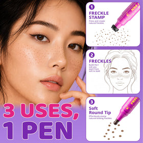 Jolilab freckle pen in a makeup bag lifestyle shot highlighting portability and on-the-go touch-ups