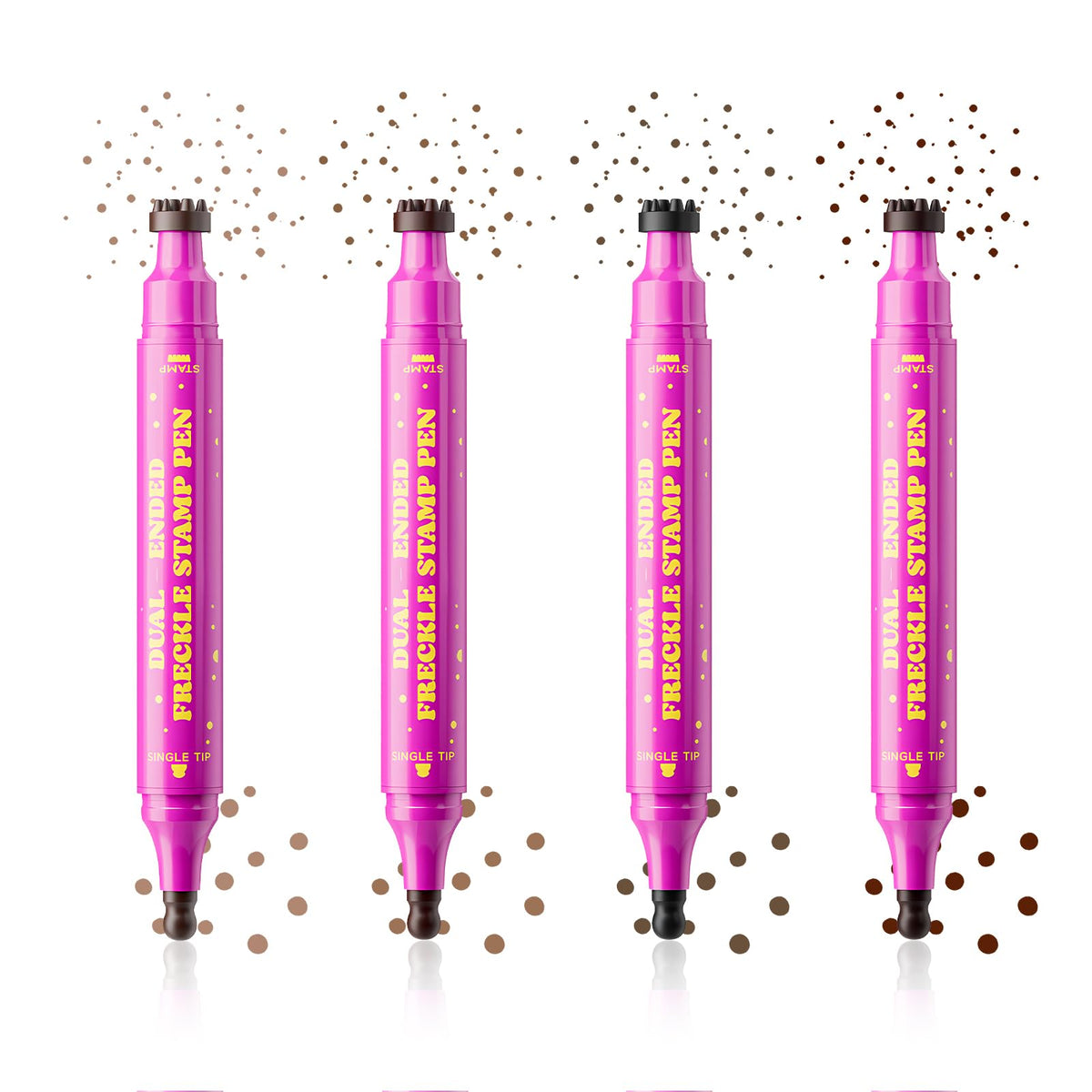 Jolilab freckle pen stamp closeup demonstrating round sponge for uniform freckles and fast application