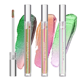 Jolilab front packaging showing metallic liquid trio and benefits of buildable shimmer