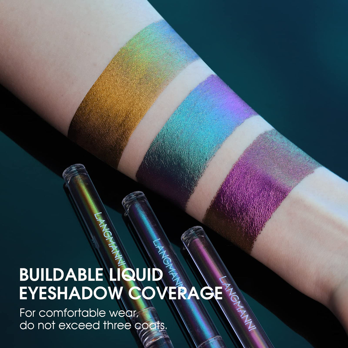 Jolilab applied on eyelid Ember shade demonstrating metallic finish and long-wear comfort