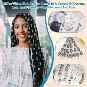 Jollidecor metal cuffs and clips attached to braided hair offering secure styling and comfort