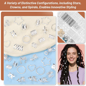 Jollidecor on locs with mixed accessories showing festival-ready sparkle benefit