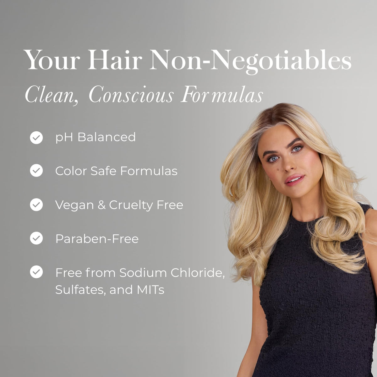 Jon Renau detangler spray in hand demonstrating easy application and quick slip benefit