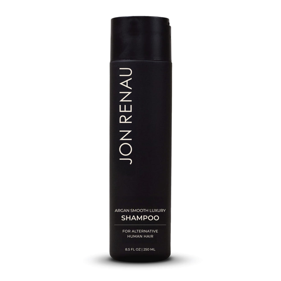 Jon Renau front packaging showing argan-smooth shampoo and hydration benefit