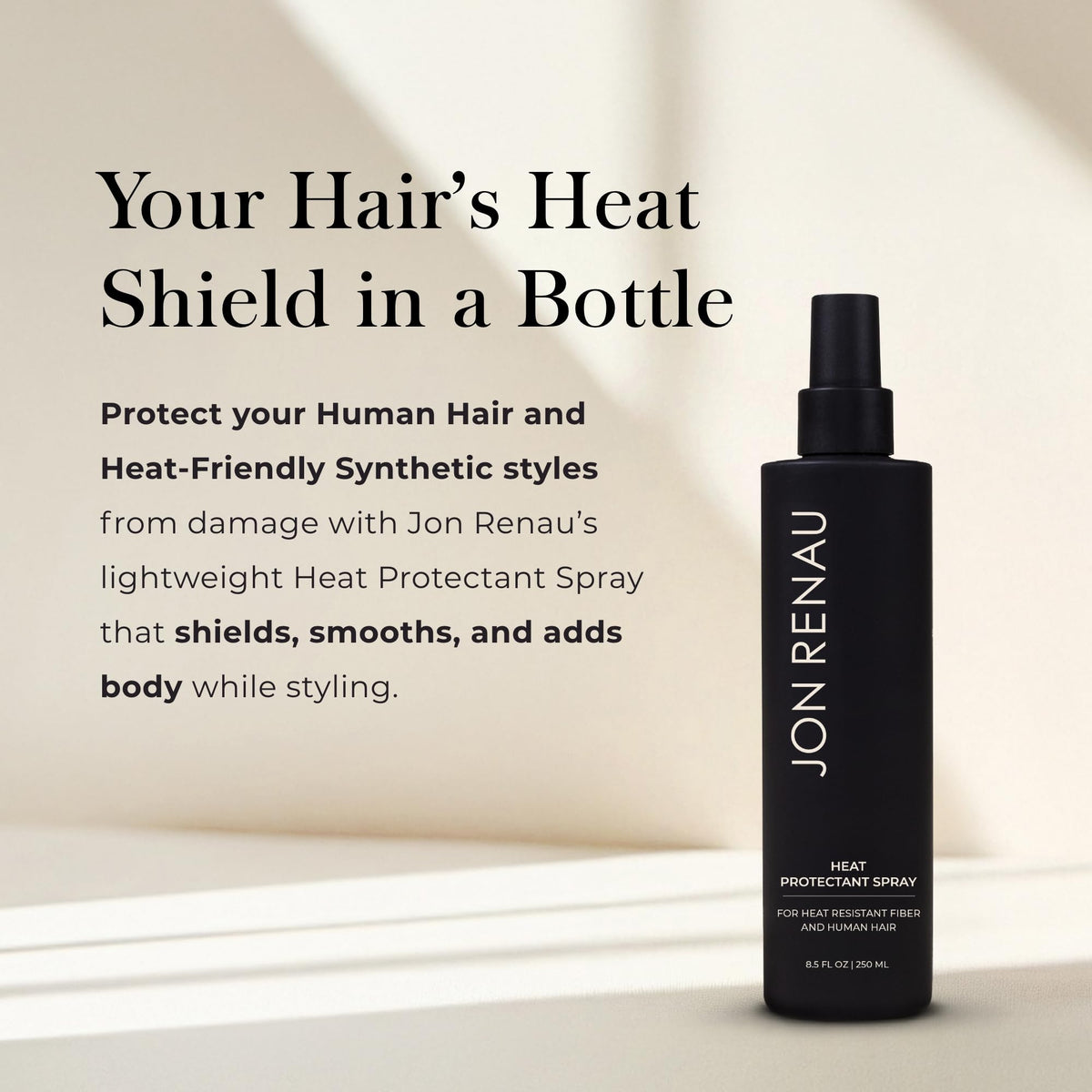 Jon Renau label close-up highlighting usage instructions and product benefits