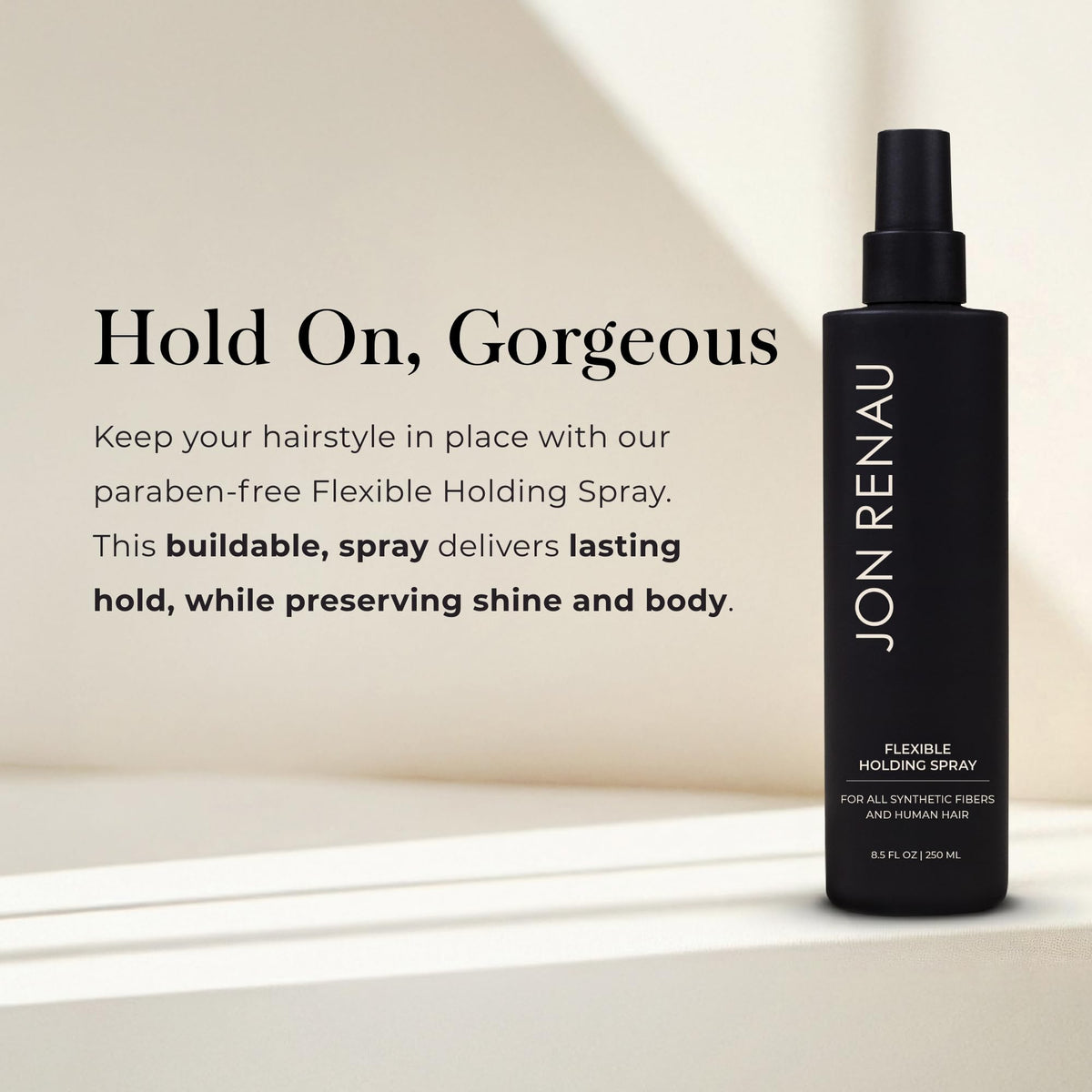 Jon Renau label close-up highlighting paraben and sulfate free formula benefits