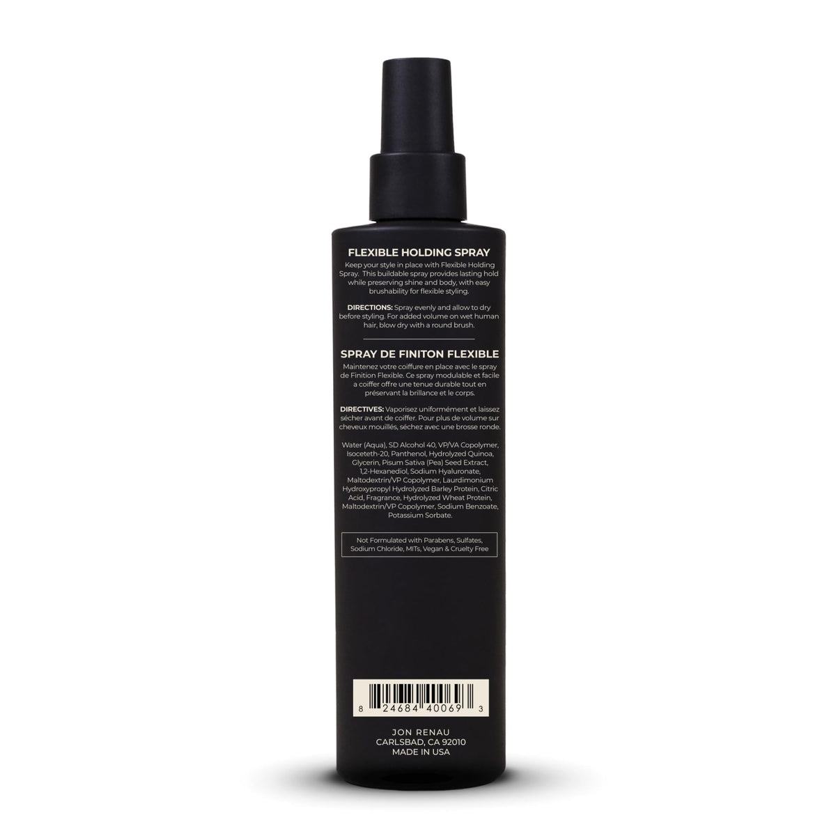 Jon Renau bottle next to ruler illustrating 8.5 oz size and travel-friendly benefit