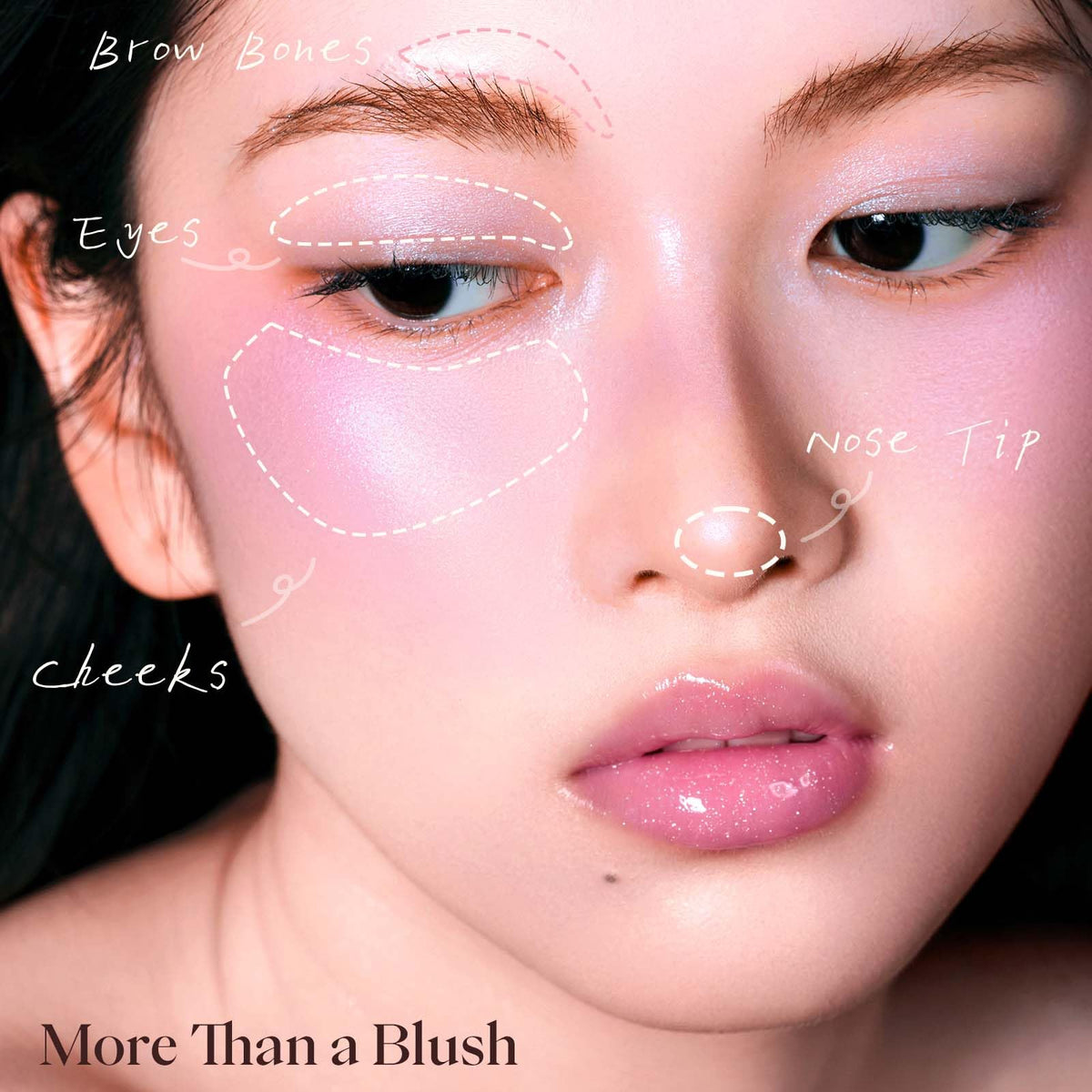 JOOCYEE applied on cheeks in lifestyle shot adding natural dewy radiance