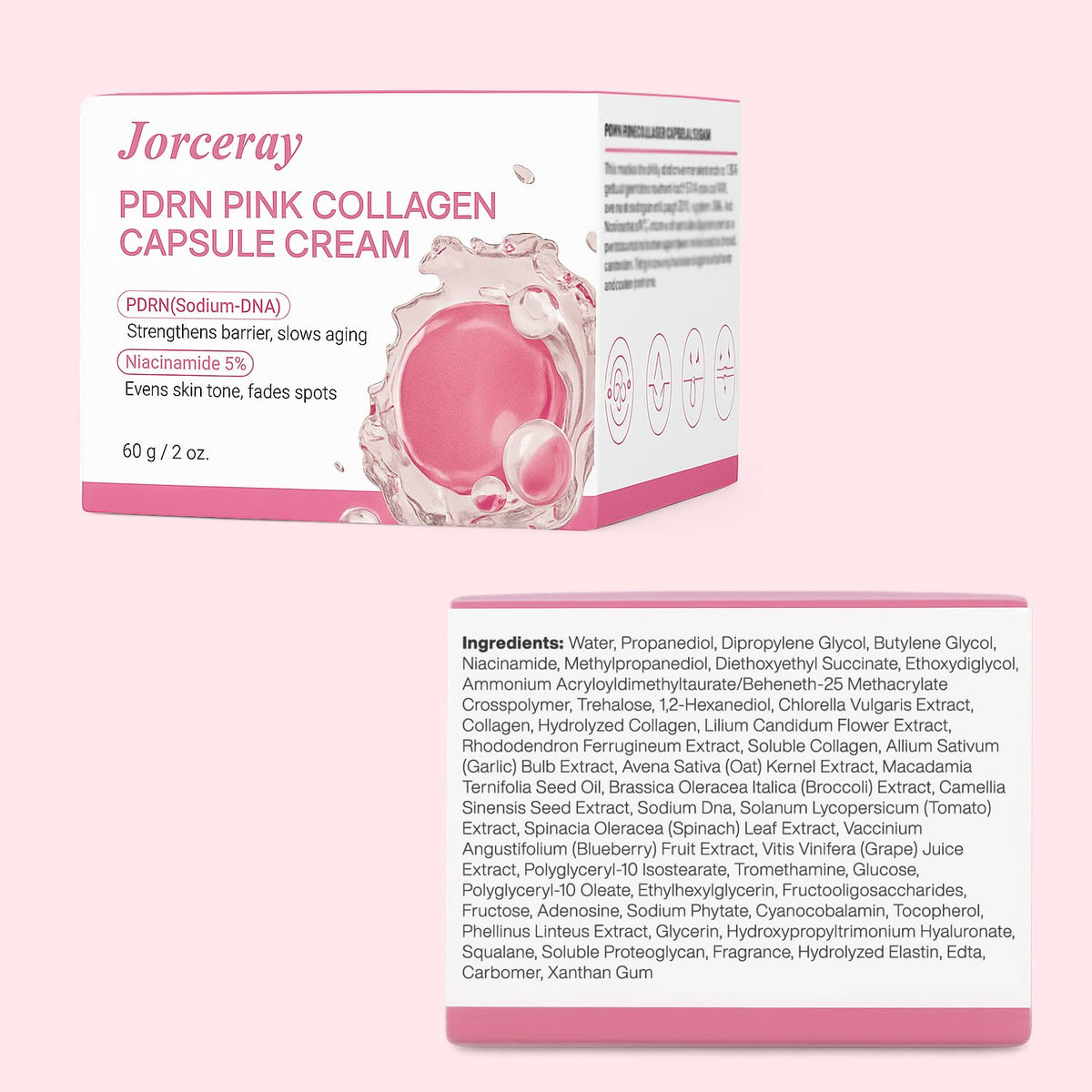 Jorceray label close-up highlighting 5% niacinamide and key actives