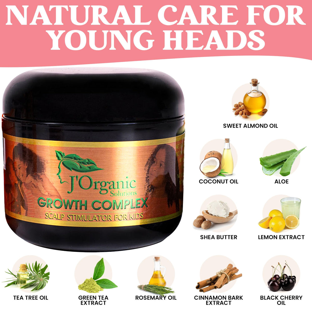 J'Organic Solutions scalp massage application on child's head demonstrating gentle nourishment benefit