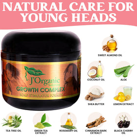J'Organic Solutions scalp massage application on child's head demonstrating gentle nourishment benefit